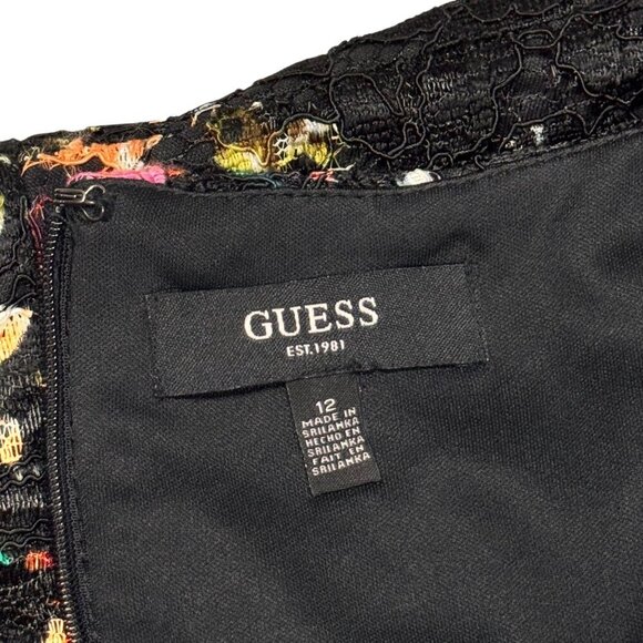 Guess Floral Lace Dress Sz.12 Black Spaghetti Straps Ruffle Fairy Event Party - Picture 6 of 15